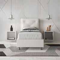 BS COM Letto singolo senza rete imbottito 80x190 similpelle bianco