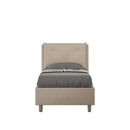 BS COM Letto singolo senza rete imbottito 80x210 similpelle tortora
