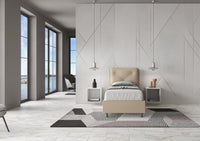 BS COM Letto singolo senza rete imbottito 80x210 similpelle tortora