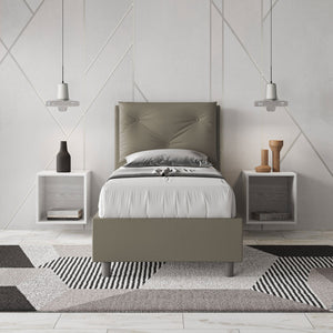 BS COM Letto singolo senza rete imbottito 80x200 similpelle cappuccino