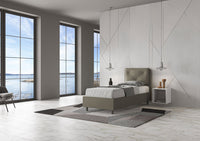 BS COM Letto singolo senza rete imbottito 80x200 similpelle cappuccino