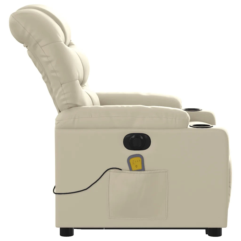 Poltrona Alzapersona Elettrica Reclinabile Crema in Similpelle 3206621