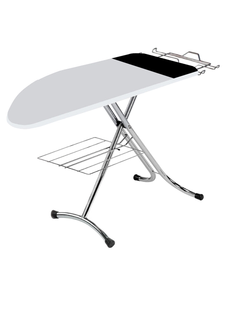 Asse da Stiro Kolossal Profi 125x48 cm con Portabiancheria e Rivestimento a 3 Strati con Area Ignifuga