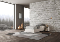 BS COM Letto singolo con rete imbottito 80x200 similpelle bianco