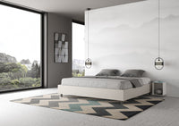 BS COM Letto contenitore imbottito 180x210 similpelle bianco