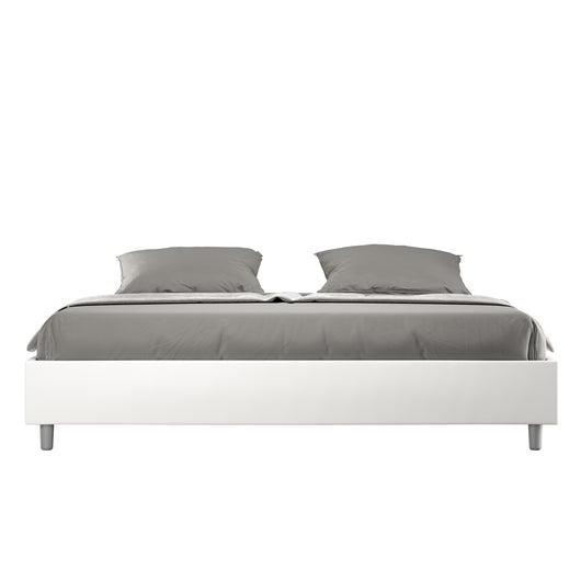 BS COM Letto matrimoniale king size contenitore imbottito 200x210 similpelle bianco