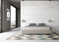 BS COM Letto matrimoniale king size contenitore imbottito 200x210 similpelle tortora