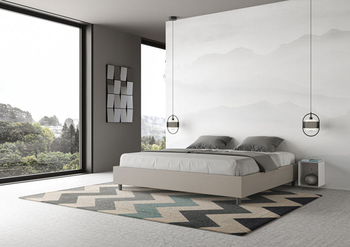 BS COM Letto matrimoniale king size contenitore imbottito 200x210 similpelle tortora