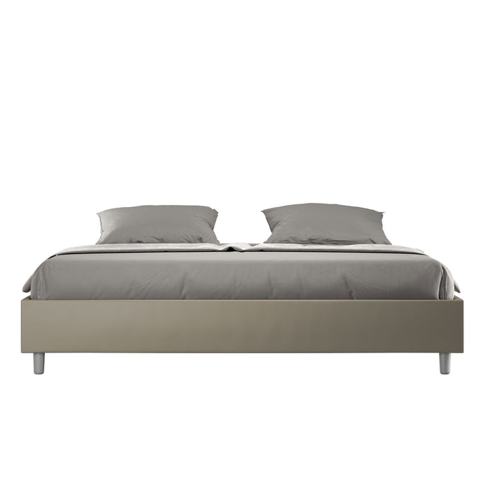BS COM Letto matrimoniale king size contenitore imbottito 200x200 similpelle cappuccino