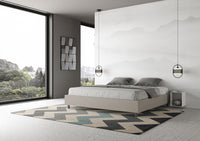 BS COM Letto matrimoniale king size contenitore imbottito 200x200 similpelle tortora