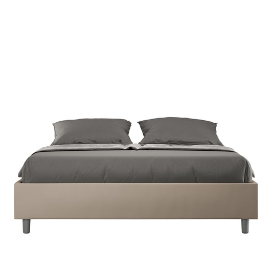BS COM Letto matrimoniale contenitore imbottito 160x210 similpelle tortora