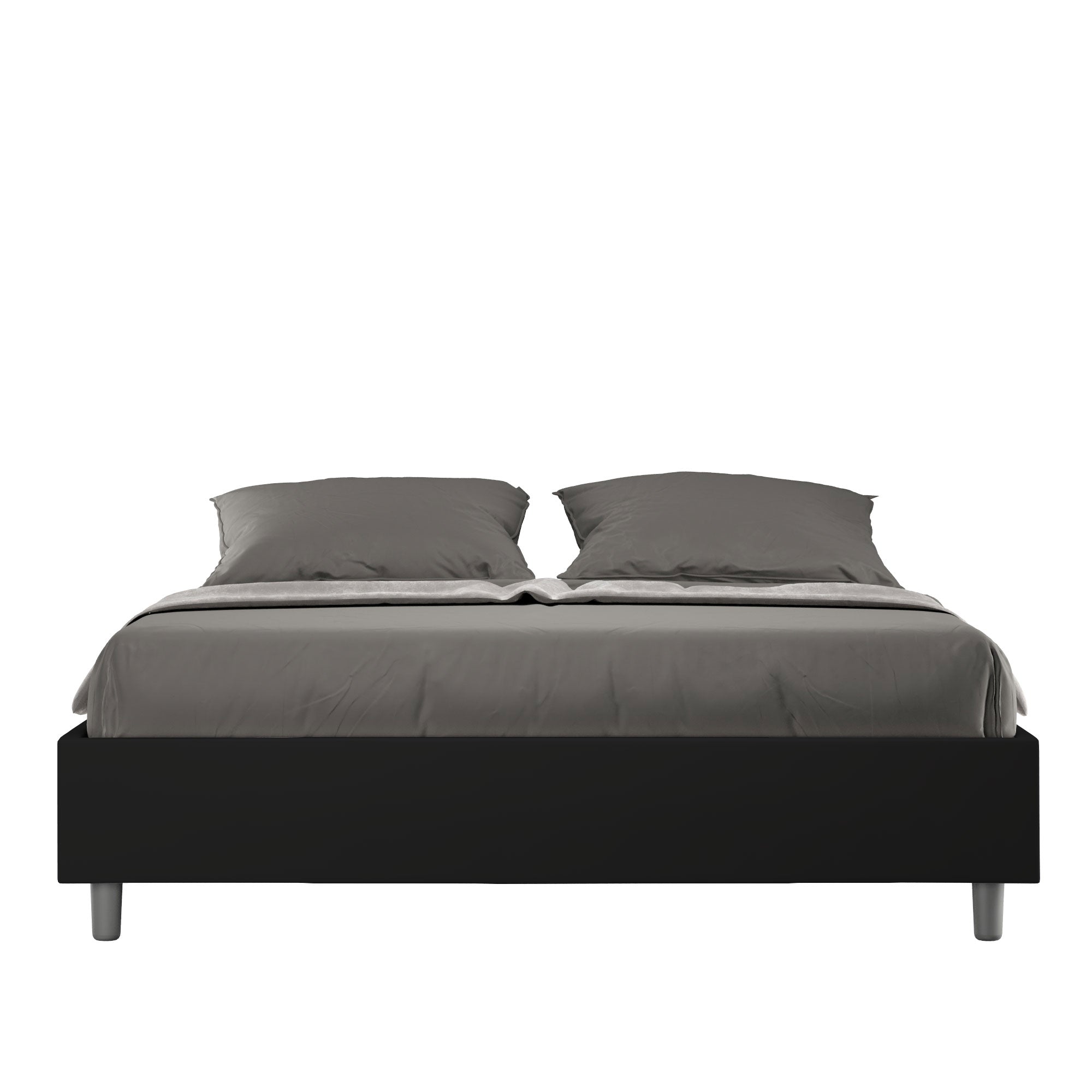 BS COM Letto matrimoniale contenitore imbottito 160x190 similpelle nero