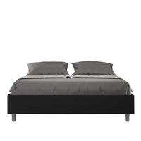 BS COM Letto matrimoniale contenitore imbottito 160x190 similpelle nero