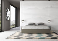 BS COM Letto contenitore imbottito 180x200 similpelle cappuccino