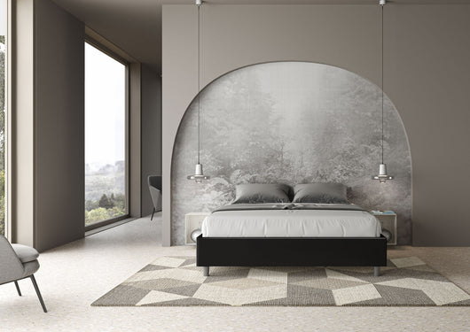 BS COM Letto matrimoniale contenitore apertura comoda imbottito 160x190 similpelle nero
