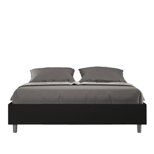 BS COM Letto matrimoniale contenitore imbottito 160x200 similpelle nero