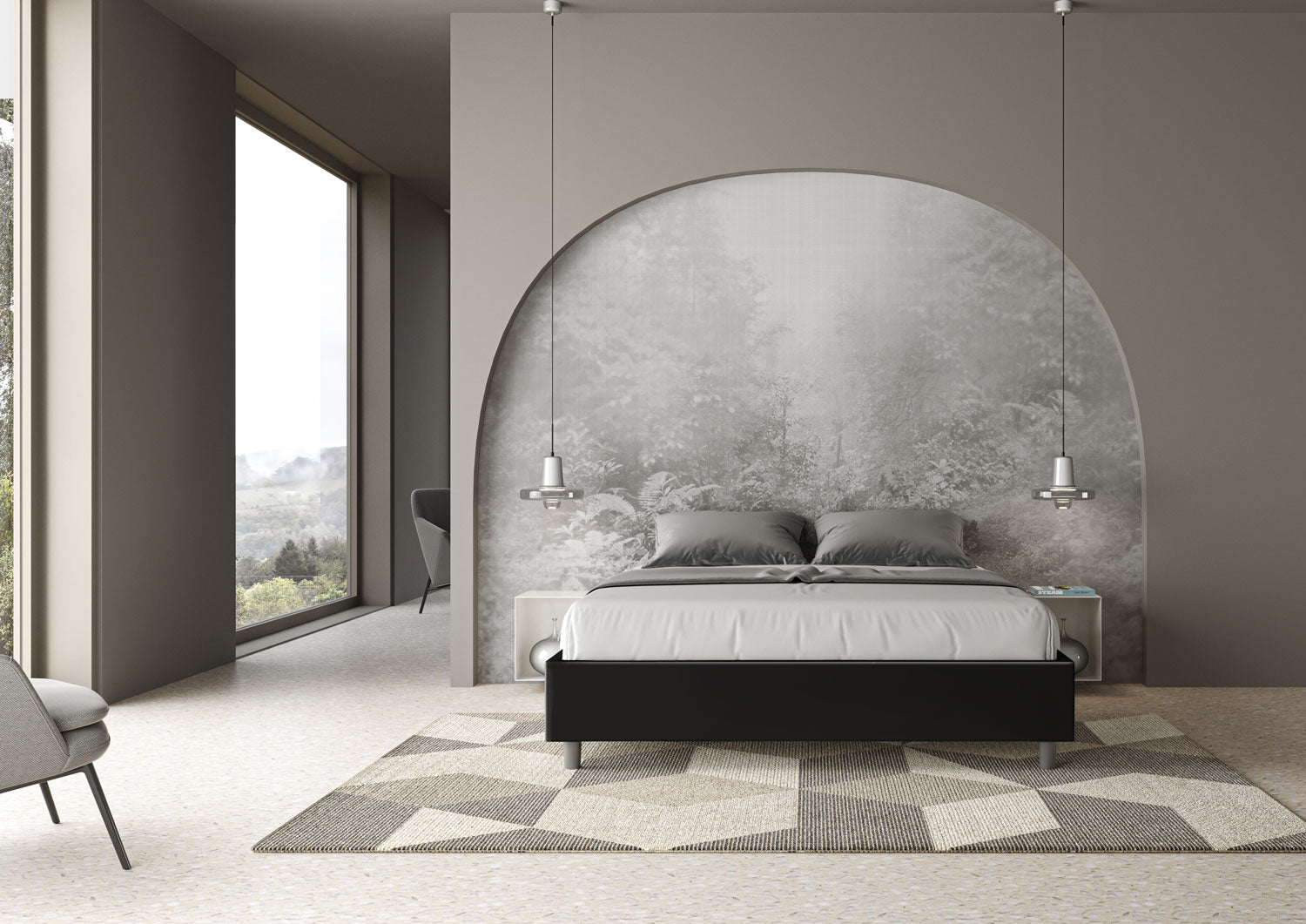 BS COM Letto matrimoniale contenitore apertura comoda imbottito 160x200 similpelle nero