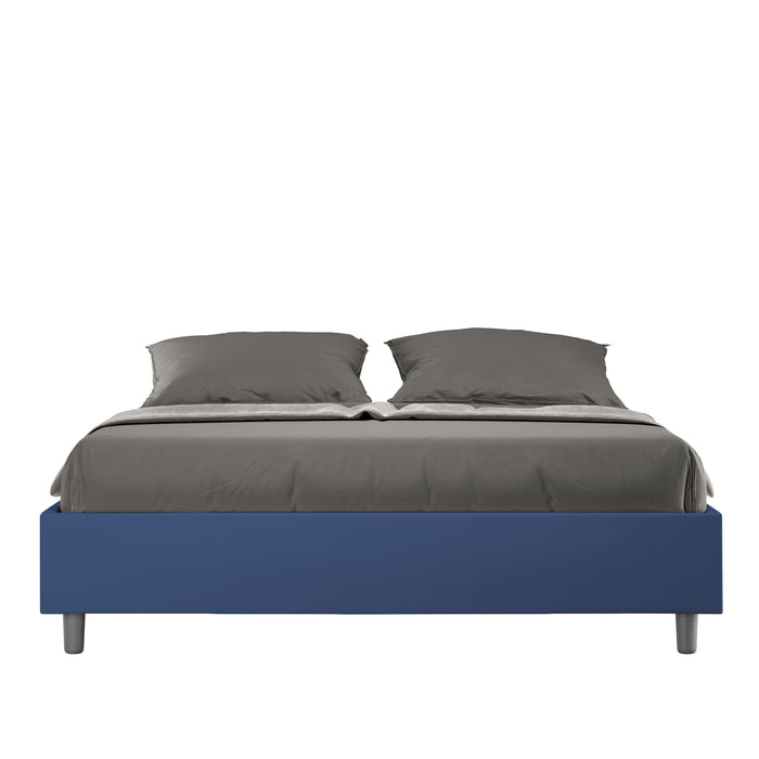 BS COM Letto matrimoniale contenitore apertura comoda imbottito 160x200 similpelle blu
