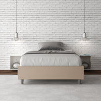 BS COM Letto una piazza e mezza contenitore imbottito 120x190 similpelle tortora