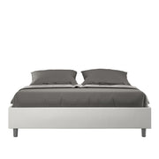 BS COM Letto matrimoniale contenitore doppia alzata imbottito 160x190 similpelle bianco