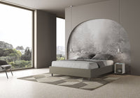 BS COM Letto matrimoniale contenitore doppia alzata imbottito 160x200 similpelle cappuccino