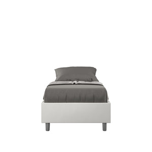BS COM Letto singolo contenitore imbottito 80x200 similpelle bianco