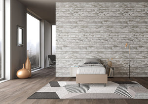 BS COM Letto singolo contenitore imbottito 80x200 similpelle tortora