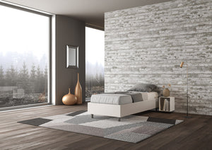 BS COM Letto singolo contenitore imbottito 80x200 similpelle bianco