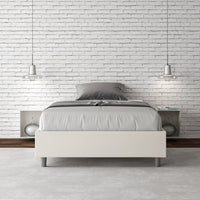 BS COM Letto una piazza e mezza contenitore imbottito 120x200 similpelle bianco