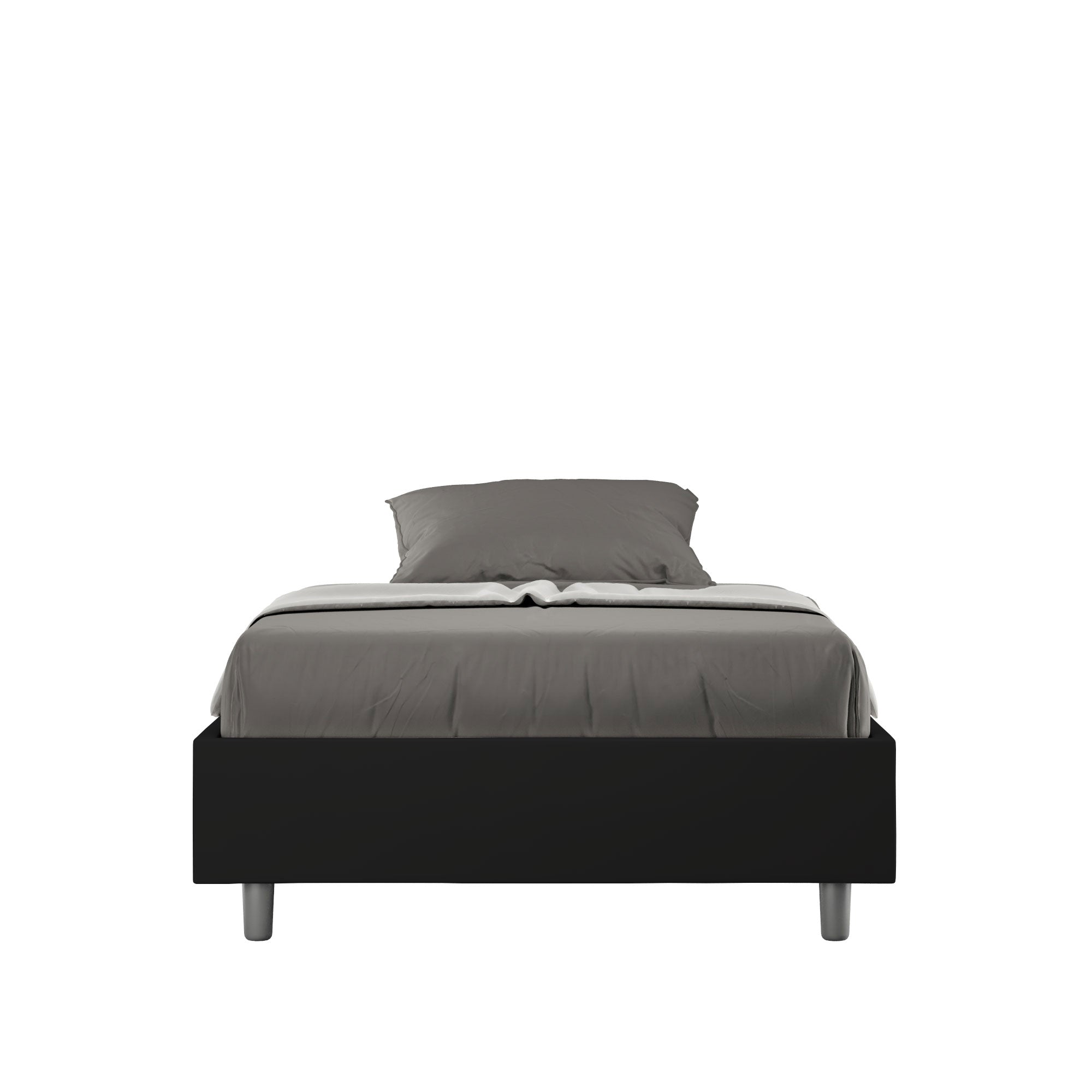 BS COM Letto una piazza e mezza contenitore imbottito 120x200 similpelle nero