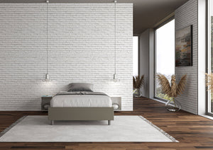 BS COM Letto una piazza e mezza contenitore imbottito 120x210 similpelle cappuccino