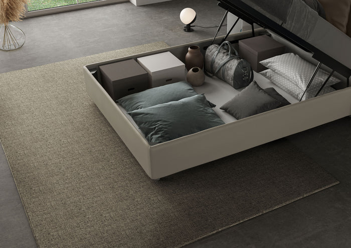BS COM Letto una piazza e mezza contenitore imbottito 120x210 similpelle cappuccino