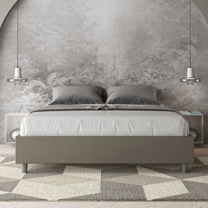 BS COM Letto matrimoniale francese senza rete imbottito 140x190 similpelle cappuccino