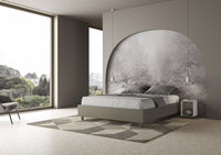 BS COM Letto matrimoniale francese senza rete imbottito 140x190 similpelle cappuccino