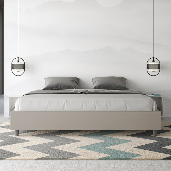 BS COM Letto senza rete imbottito 180x210 similpelle tortora