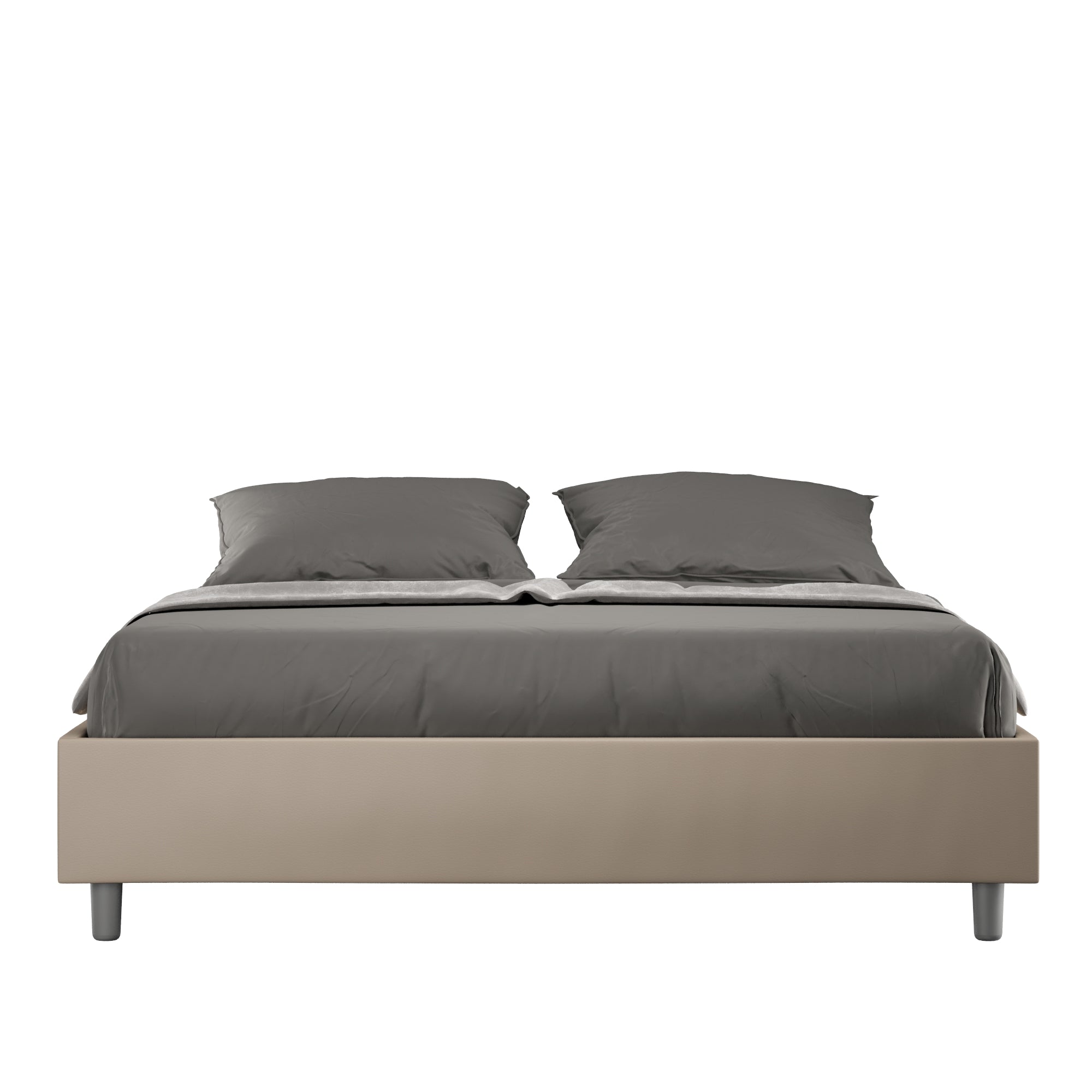 BS COM Letto matrimoniale senza rete imbottito 160x200 similpelle tortora