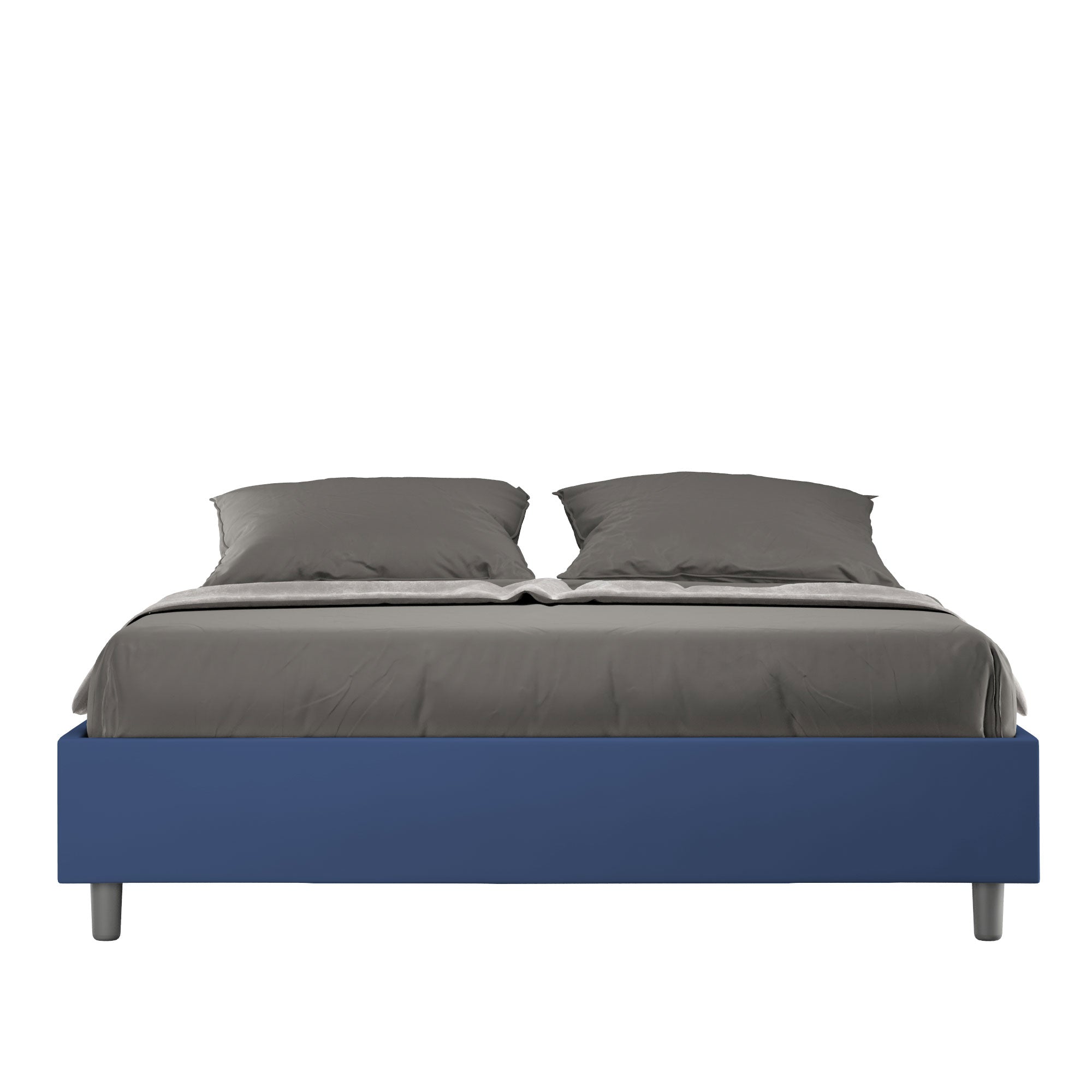 BS COM Letto matrimoniale senza rete imbottito 160x200 similpelle blu