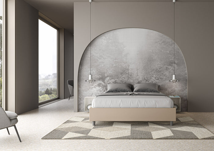 BS COM Letto matrimoniale senza rete imbottito 160x200 similpelle tortora