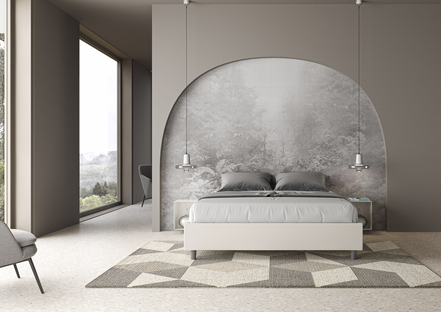 BS COM Letto matrimoniale senza rete imbottito 160x210 similpelle bianco