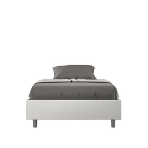 BS COM Letto una piazza e mezza senza rete imbottito 120x210 similpelle bianco