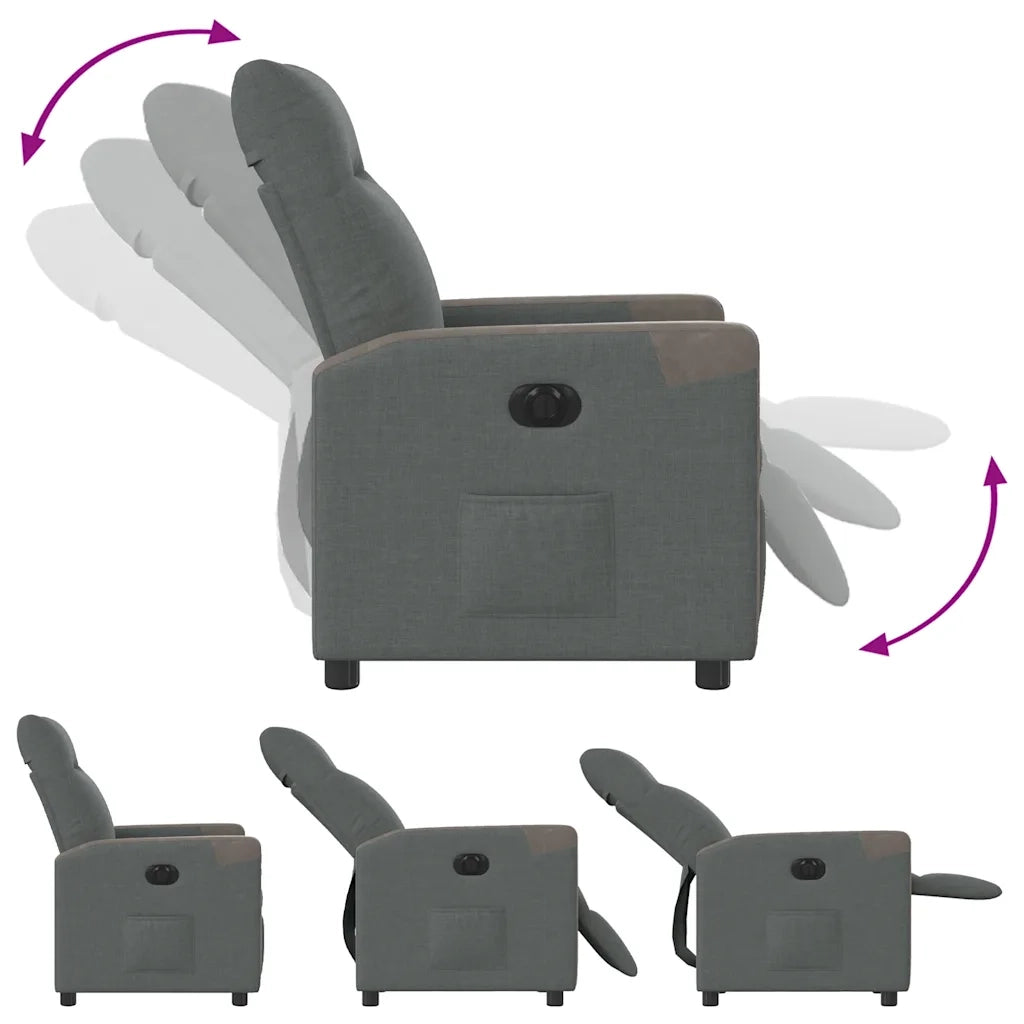 Poltrona | Sedia Relax Elettrica Reclinabile Grigio Scuro in Tessuto