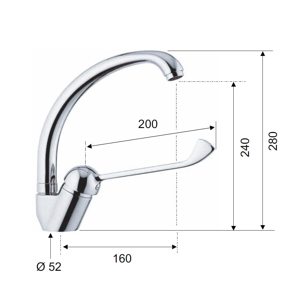 Rubinetto per lavello con bocca alta girevole - serie kiss