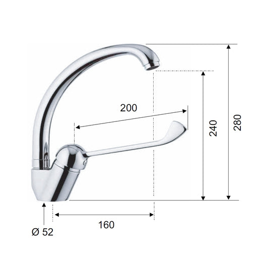 Rubinetto per lavello con bocca alta girevole - serie kiss
