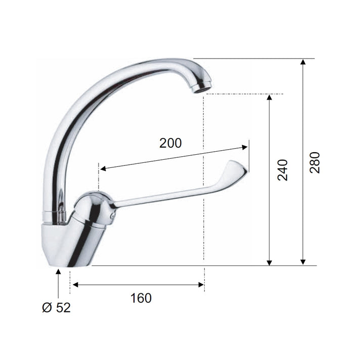 Rubinetto per lavello con bocca alta girevole - serie kiss