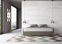 BS COM Letto senza rete imbottito 180x210 similpelle cappuccino