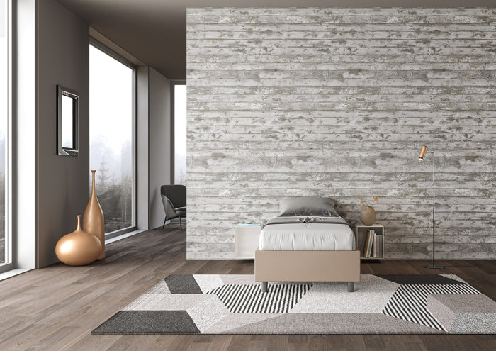 BS COM Letto singolo senza rete imbottito 80x210 similpelle tortora