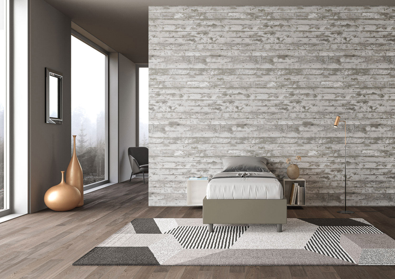 BS COM Letto singolo senza rete imbottito 80x200 similpelle cappuccino