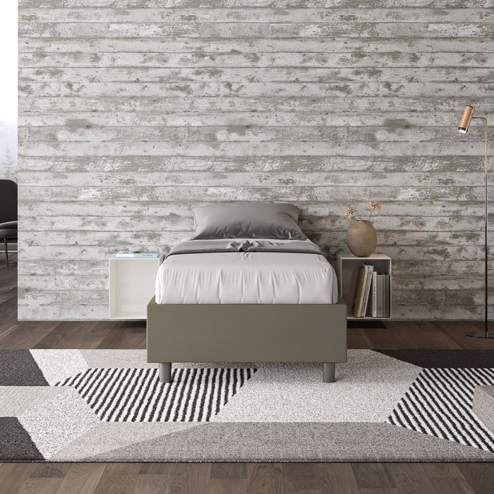 BS COM Letto singolo senza rete imbottito 80x190 similpelle cappuccino