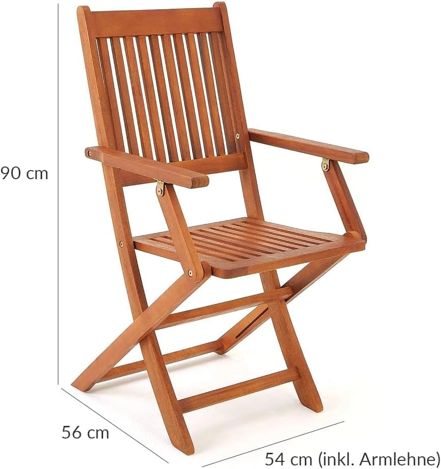 Set Tavolo e Sedie da Giardino in Legno Acacia Certificata FSC 5 Pezzi 4+1 Balcone Terrazza Veranda Mobili da Esterno 120x70x75cm