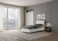 BS COM Letto singolo con rete 80x200 testata dritta bianco frassino